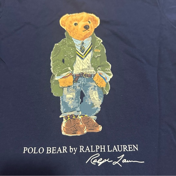 Polo Ralph Lauren• Polo Bear Cotton Jersey Tee Boys Size 4 Navy - Picture 4 of 6